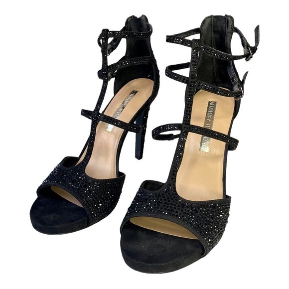 AUDREY BROOKE Women’s Black Nicole Strap Stiletto Peep Toe High Heel Shoe Size 8 - Picture 8 of 11